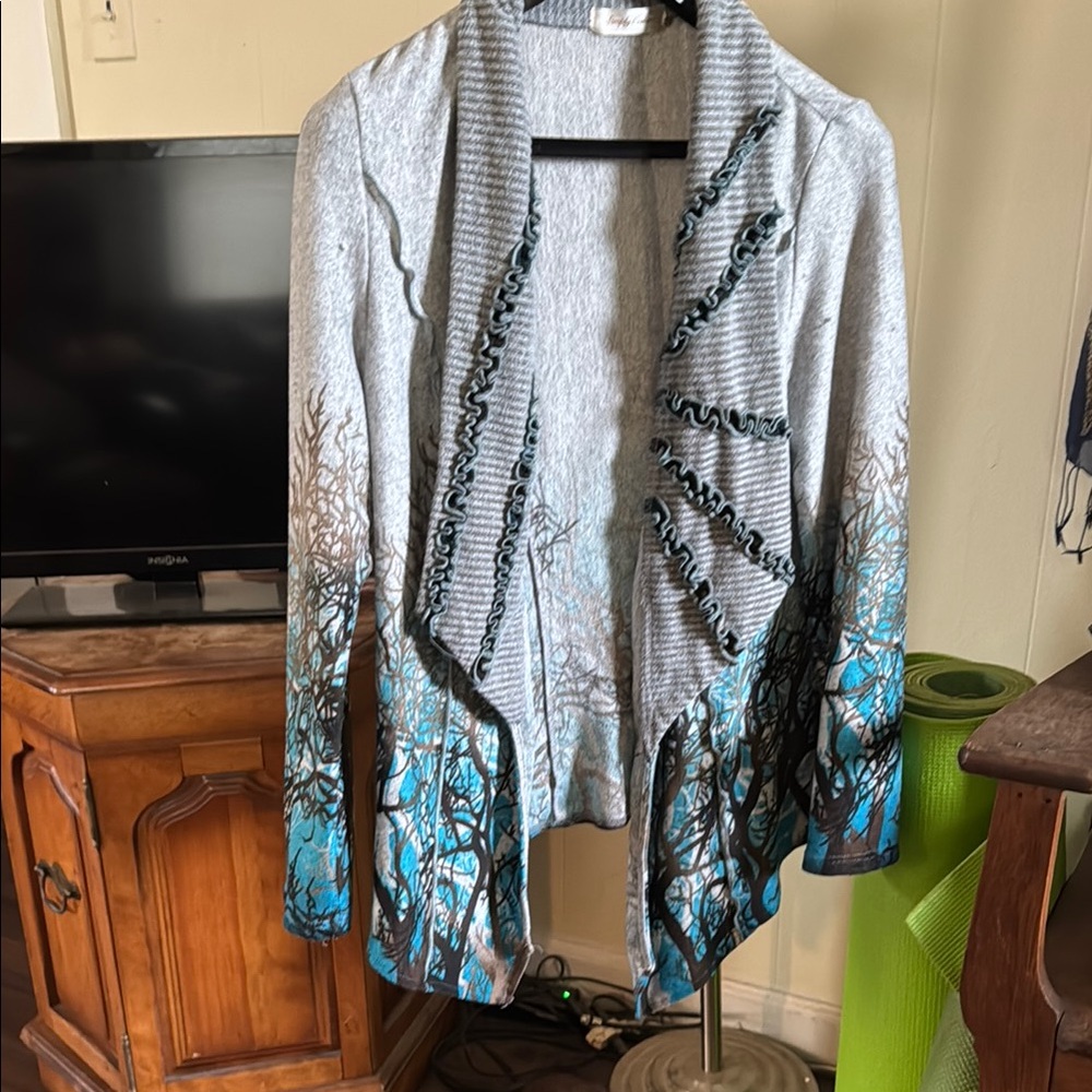 Gray and Blue Women's Cardigan